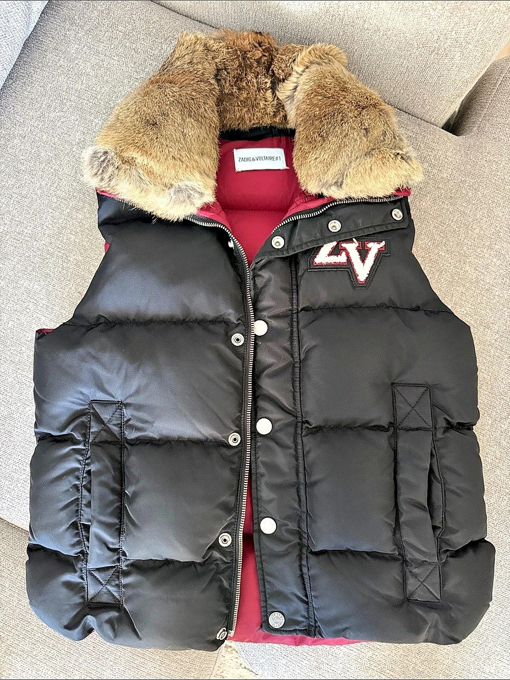 Zadig & Voltaire Fur Collar Puffer Vest Like New
